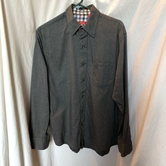 Izod Button Down Shirt Gray Medium - Picture 1 of 8